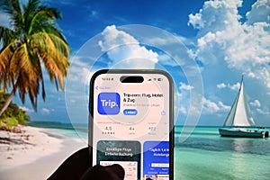 Germany - October 22,2025: Trip Flug Hotel App on phone