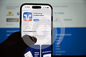 Germany - October 22,2025: Volksbank App on phone