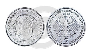 Germany old coin two mark year 1974