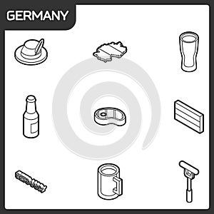 Germany outline isometric icons