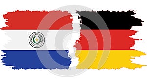 Germany and Paraguay grunge flags connection vector