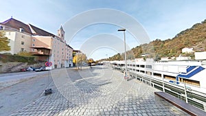 Germany Passau city hall tower along Rhine river and Danube river