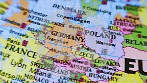 Germany Poland Czech. Europe. Terrestrial Globe 4K