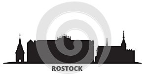 Germany, Rostock city skyline isolated vector illustration. Germany, Rostock travel black cityscape