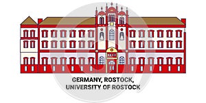 Germany, Rostock, University Of Rostock travel landmark vector illustration