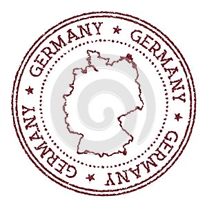 Germany round rubber stamp with country map.