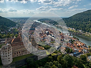 Germany, the ruins of Heidelberg Castle (Heidelberger Schloss) from drone view