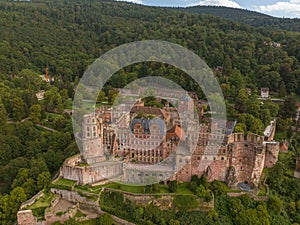 Germany, the ruins of Heidelberg Castle (Heidelberger Schloss) from drone view