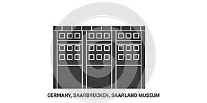 Germany, Saarbrucken, Saarland Museum travel landmark vector illustration