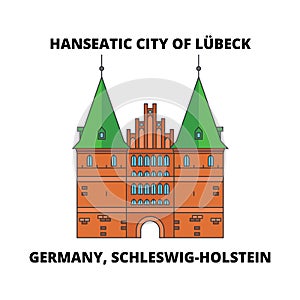 Germany, Schleswig-Holstein, Hanseatic City Of Lubeck line icon concept. Germany, Schleswig-Holstein, Hanseatic City O