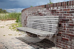 Germany, Schleswig-Holstein, wall and bench