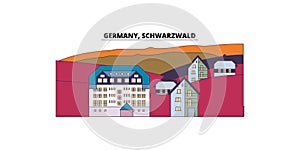 Germany, Schwarzwald tourism landmarks, vector city travel illustration