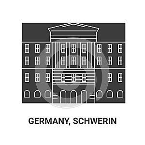 Germany, Schwerin travel landmark vector illustration