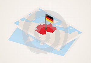 Germany selected on map with isometric flag of Germany