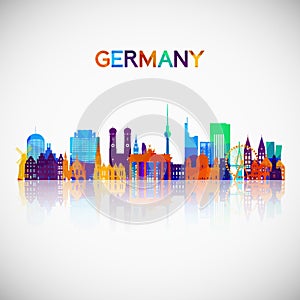 Germany skyline silhouette in colorful geometric style.