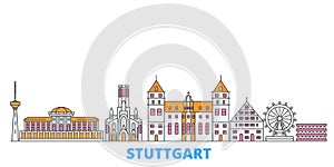 Germany, Stuttgart line cityscape, flat vector. Travel city landmark, oultine illustration, line world icons