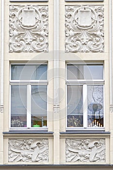 Germany Thuringen, two beautiful windows of vintage building