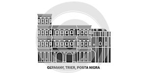 Germany, Trier, Porta Nigra travel landmark vector illustration