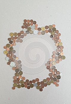 Germany vintage coin map contour