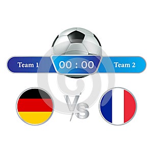 Germany VS France Scoreboard Broadcast Graphic and Lower Thirds Template for sports like soccer and football. Vector illustration
