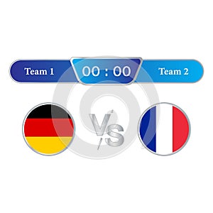Germany VS France scoreboard Broadcast lower thirds template for sports like soccer and football. Vector illustration scoreboard