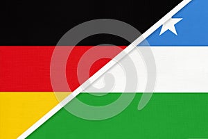 Germany vs Puntland, symbol of two national flags. Relationship between European and African countries