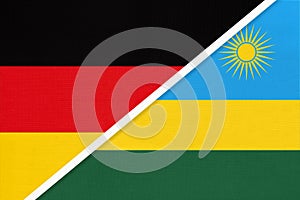 Germany vs Rwanda, symbol of two national flags. Relationship between European and African countries