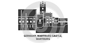 Germany, Wartburg Castle, Wartburg travel landmark vector illustration