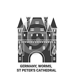 Germany, Worms, St Peter's Cathedral travel landmark vector illustration