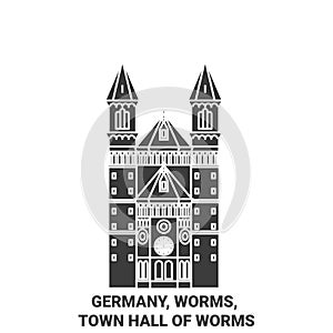 Germany, Worms, Town Hall Of Worms travel landmark vector illustration