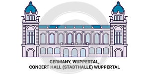 Germany, Wuppertal, Concert Hall Stadthalle Wuppertal travel landmark vector illustration