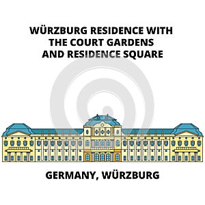 Germany, Wurzburg Residence line icon concept. Germany, Wurzburg Residence flat vector sign, symbol, illustration.