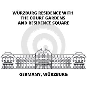 Germany, Wurzburg Residence line icon concept. Germany, Wurzburg Residence linear vector sign, symbol, illustration.
