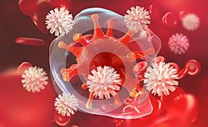 Germs in the blood. Leukocytes attack the virus. Immunity of the body photo