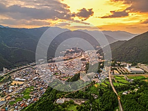 Gero, Gifu, Japan from the Mountains at Dusk