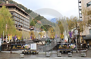 Gero hot springs village cityscape Gero Japan