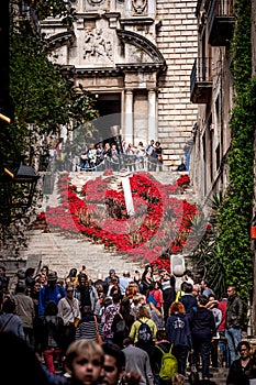 Gerona, flower decoration on the stairs of Pujada de Sant DomÃÂ¨nec