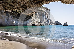 Gerontas beach at Milos island, Cyclades, Greece