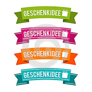 Geschenkidee Banner in verschiedenen Farben. Eps10 Vector.