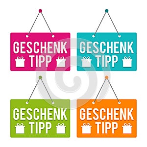 Geschenktipp TÃÂ¼rschild. Eps10 Vektor. photo