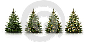 GeschmÃ¼ckter Weihnachtsbaum mit bunten Weihnachtskugeln isoliert auf weiÃŸem Hintergrund