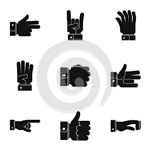 Gesticulation icons set, simple style