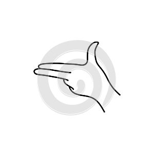 The Gesture Of A Gun Line Icon. Vector Illustration of a Woman`s hand Shoots in a Minimalist Trendy style