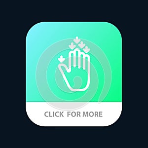 Gesture, Hand, Arrow, Down Mobile App Button. Android and IOS Line Version