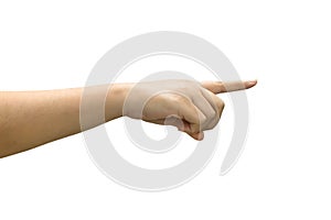 Gesture of the hand showing touching virtual screen