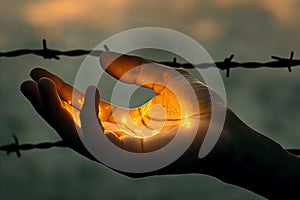 Gesture of need Hand silhouette silently asks for assistance