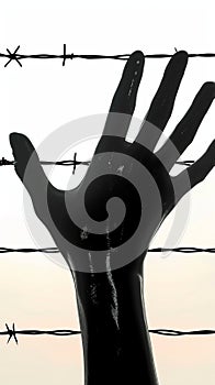 Gesture of need Hand silhouette silently asks for assistance