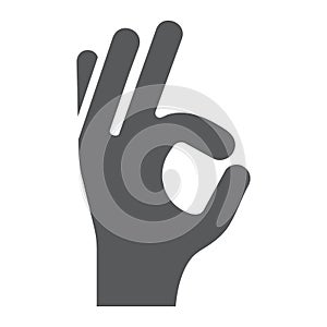 Gesture okay glyph icon, e commerce and marketing