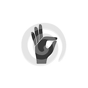 Gesture okay solid icon. Ok hand gesture vector illustration isolated