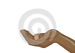 Gesture open palm. Black women Hand gives or receives. Vector